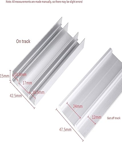 Binari for Ante scorrevoli for armadi con Portata di 66 libbre, Guide a Doppio Binario, binari Superiori e Inferiori for armadi con ferramenta a puleggia Liscia(120cm/47in) - Honorern