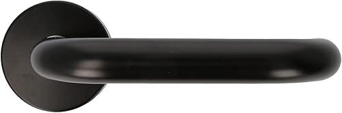 Amig - Set di maniglie con rosetta interna per porte | Mod. 3RX | Ø53 mm | Quadretto da 8 mm | Design elegante e semplice | Acciaio inossidabile nero - Honorern