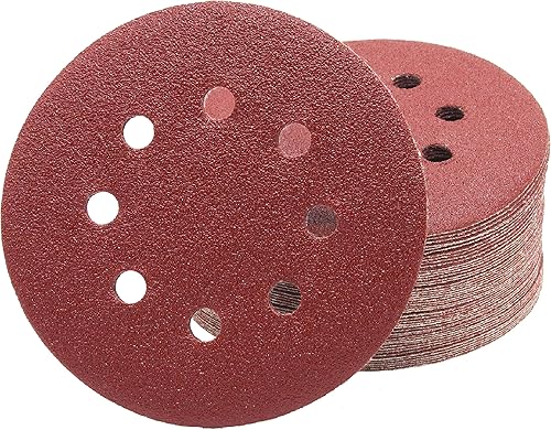 Dischi Abrasivi Professionali │ 50 pezzi │ 8 fori │ Ø 125 mm │ grana 180 │ per levigatrici orbitali casuali │ Fogli Abrasivi │ Carta Abrasiva │ Tamponi Abrasivi - Honorern