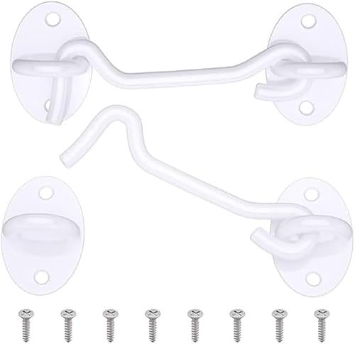 Gancio Cabina,2 PCS Gancio Finestra in Acciaio Inossidabile Serratura a Gancio per Cancello con Viti per Cancello Del Capannone o Porta Del Garage Ganci da cabina bianchi da 20,3 cm - Honorern