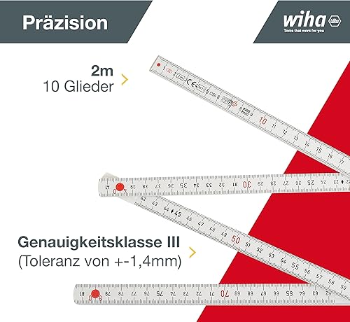 Wiha Metro plegable LongLife® Plus de 2 m métrico, de 10 eslabones 15 mm (27059) - Honorern