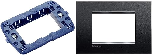 BTicino SLN4703F Livinglight International Supporto a 3 Moduli & Livinglight Placca 3 Moduli, Forma Rettangolare, Antracite, 1 Pezzo - Honorern