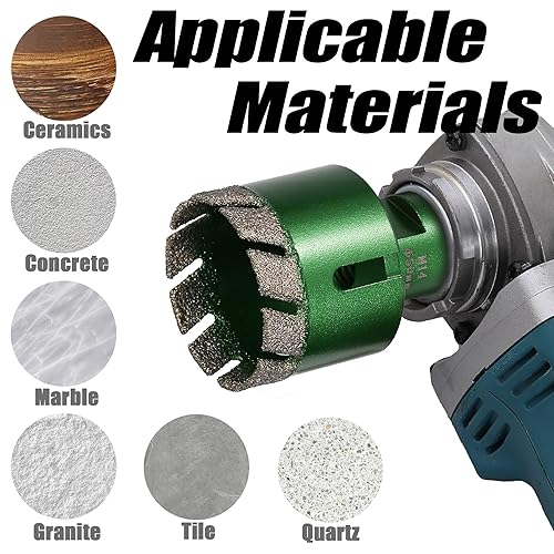 Punta diamantata per trapano da 38 mm, attacco filettatura M14, sega a tazza per muratura, brasata sottovuoto, per piastrelle, marmo, granito, porcellana, cemento, pietra di quarzo - Honorern