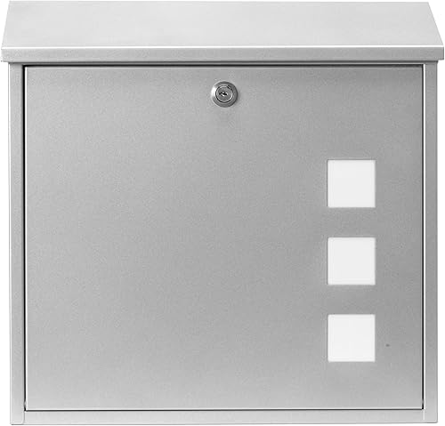 Burg-Wachter MB08ST Aire - Cassetta postale a parete in acciaio inox con serratura resistente alle intemperie, 37 x 36 x 11 cm - Honorern