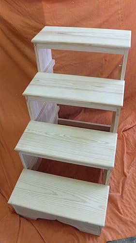 la iberica Scala in legno 4 gradini in legno natutale, 80 cm. Altezza - Honorern