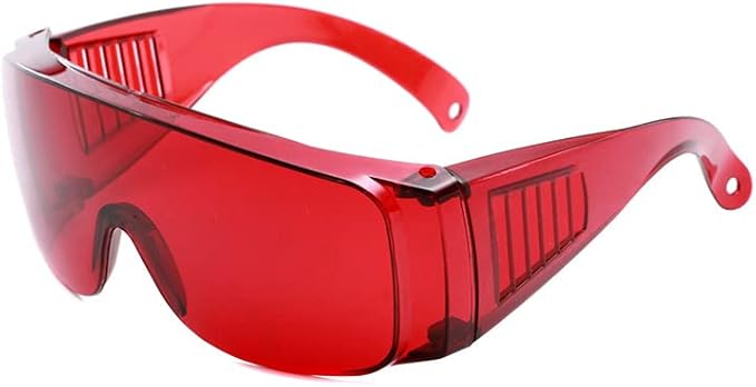 UVtech SLEEP-1 rosso scuro 100% filtro luce blu e filtro luce verde occhiali rossi, sollievo da emicrania, occhiali da computer, occhiali da sole Blue Light Blocking Glasses da donna unisex, taglia - Honorern