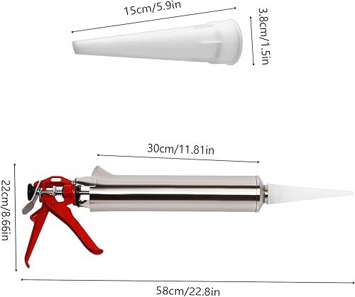 Pistola per fughe per malta, pistola per malta, pistola per fughe, cemento, da parete, con 2 ugelli, pistone risparmiatore, metallo per riempimento delle fughe e riempimento delle fughe del - Honorern