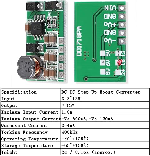 Niiyen Modulo Step-up, Convertitore CC Buck,Convertitore Boost da 3,3 V-13 V a + 15 V/-15 V CC, Convertitore Boost Doppio CC-CC Positivo e Negativo per LCD ADC DAC,Convertitore Regolatore di Tensione - Honorern