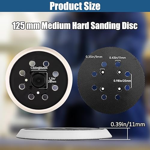 Piatto abrasivo da 125 mm, con 8 fori e sistema di fissaggio e velcro, piatto abrasivo per Bosch PEX 300 AE e PEX 400 AE - Honorern