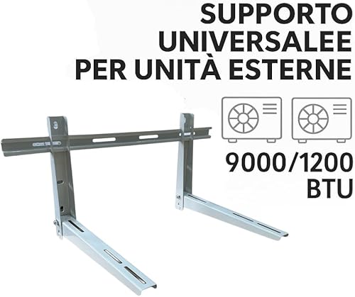 Staffa Regolabile per Condizionatore Esterno 780x365x450mm – Portata 120kg, Acciaio Zincato 1,5 mm – Certificata TÜV – Inclusi Viti e Tasselli – Compatibile 9000-12000 BTU – Montaggio a Parete BIANCA - Honorern