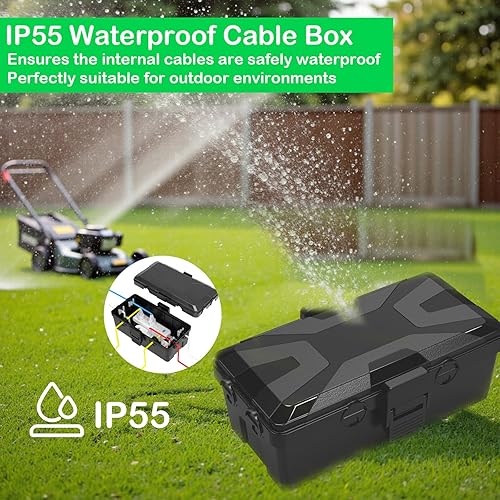 Scatola Stagna Elettrica da Esterno, Scatola Elettrica da Esterno, Scatola Porta Cavi Impermeabile IP55 impermeabile da esterno Protezione per Prese, Prolunghe, Cavi, Timer (23x12x10cm) - Honorern