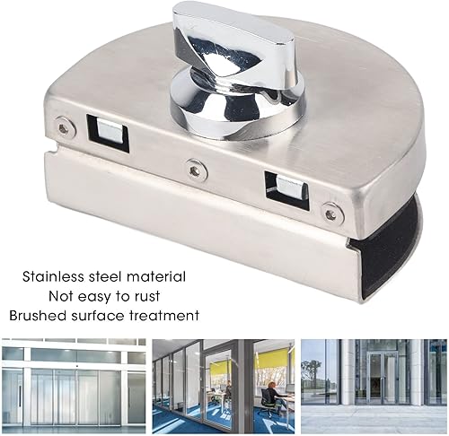 Serratura per Porta in Vetro Singola Senza Telaio, 10‑12 Mm, Acciaio Inossidabile, Senza Trapano, Stile Scorrevole per Bagno e Ufficio, Fornisce Sicurezza e Protezione Antifurto - Honorern