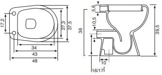 Barbottina Vaso wc a terra con scarico a pavimento in ceramica bianca serie tris - Honorern