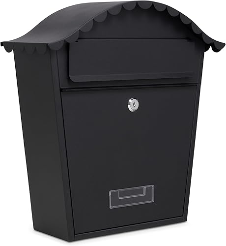 Assorted Collections Cassetta delle lettere da parete, con serratura con 2 chiavi, in acciaio zincato resistente alle intemperie, facile da installare, 36 x 13 x 37 cm (bianco) - Honorern