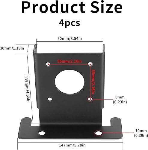 4 x Supporto per Pali Fissaggio Pali Legno, Supporto Staffa per Palo di Terrazza, Staffa Ancoraggio Regolabili per Pali di Recinzione, Manicotto di Base, Porta Palo Ringhiere Pergola per Pali 90mm - Honorern
