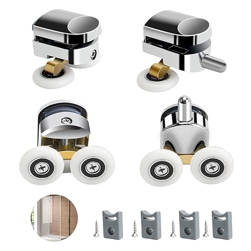 Rulli Per Porta Doccia Rotelle Per Box Doccia Da 25mm, Per Vetro 4-6 Mm Rotelle Doccia Scorrevole Ricambi Box Doccia Rotelle (2 Rulli Superiori e 2 Inferiori) - Honorern