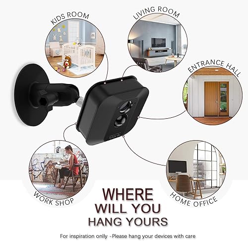 HOLACA Blink - Kit di montaggio a parete per fotocamera da interni (4a generazione), kit di montaggio a parete per Blink senza viti e VHB Stickon, facile da installare, forte supporto adesivo (nero, 1 - Honorern
