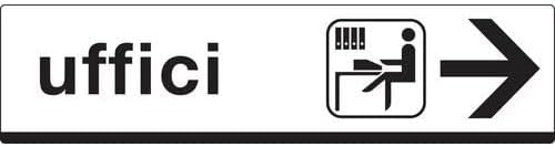 NEW CARTELLO DI INDICAZIONI - Uffici (con freccia a destra, sinistra o su) - Adesivo Extra Resistente O Pannello In Alluminio (ADESIVO 100X25 CM) - Honorern