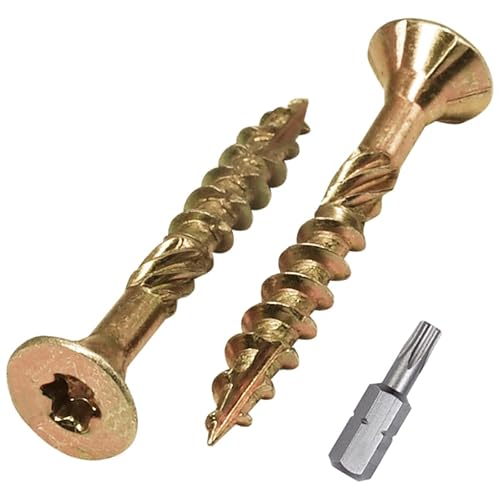 SKIR'CO (50 pezzi) universale in acciaio zincato 4,5 x 35 mm viti per legno gialle, testa svasata, testa torx, tipo 17, viti per truciolare - Honorern