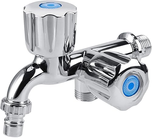 Rubinetto per Lavatrice, Rubinetto per Piscina con Montaggio A Parete Rubinetto A Doppia Maniglia E Uscita Singola per Acqua Fredda per Lavabo da Bagno Giardino Esterno (Tipo 01) - Honorern