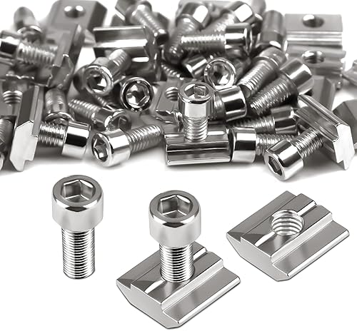 50 Pezzi Dado Scorrevole Set 25 Pezzi Dadi Ad Angolo Quadrato M8 e 25 Pezzi Bulloni per Binari A T Standard Europeo Dadi T 30 Serie Blocco Dado Dadi per Maschere Strumento Lavorazione Legno - Honorern