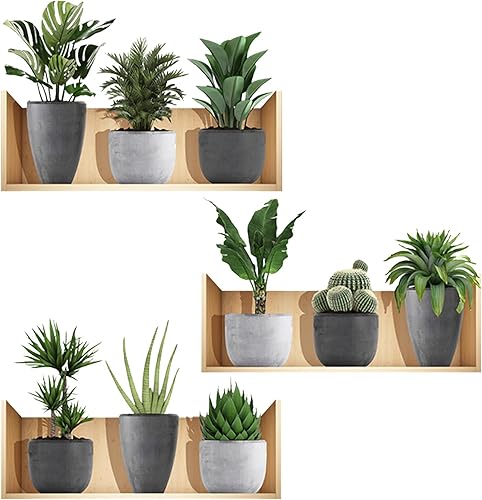 Adesivi Murali Piante 3D,3 pz Adesivi Murali Soggiorno 3D,Vasi di Fiori Adesivi Murali Decalcomania,Adesivo da parete 3D Piante Verdi in PVC per Camera da Letto,Cucina,Ufficio,Corridoio,Deco da Parete - Honorern