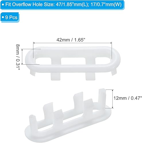 PATIKIL 2x0,7 Pollici Ring di Troppopieno, Lavello Tondo Coperchio Lavabo Bordo Ovale Inserto Plastica Tappi Rotondi Foro per Cucina Bagno, Bianco 9 Pezzi - Honorern