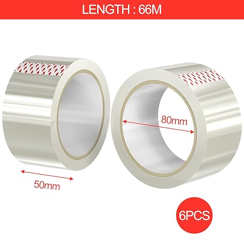 Nastro Adesivo Per Imballaggi Pacchi 6 pcs, Nastro da Imballaggio Resistente da 50mm x 66m, Rotolo di Nastro Trasparente Pesante ad Uso Generale per Imballaggio, Spedizione e Trasloco - Honorern