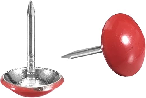 80 Pz Chiodi per Tappezzeria, Testa Rotonda Decorativa da 11mmx17mm per Mobili divani Testiere, Rosso - Honorern
