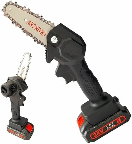 21 SHOP® Motosega a batteria 4 Pollici Portatile 24V con una batteria inclusa Mini elettrosega tagliarami - Honorern