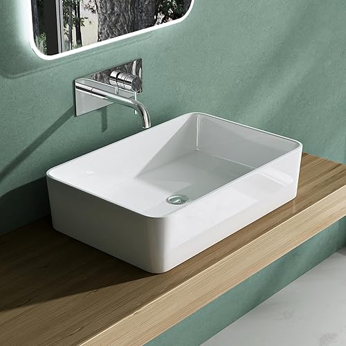 Mai & Mai Lavabo da Appoggio 80x40x15cm, Lavandino Bagno Rettangolare Lavandino da Minerale Fuso Colossum102 - Honorern