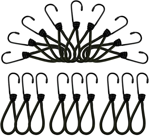 Elastico con Gancio,25 Pezzi Ganci Elastici per Teloni,Gancio Corda Elastico Ganci per Tende da Campeggio,Anello di Tensione di Gomma con Gancio a Spirale Metallico Nero - Honorern