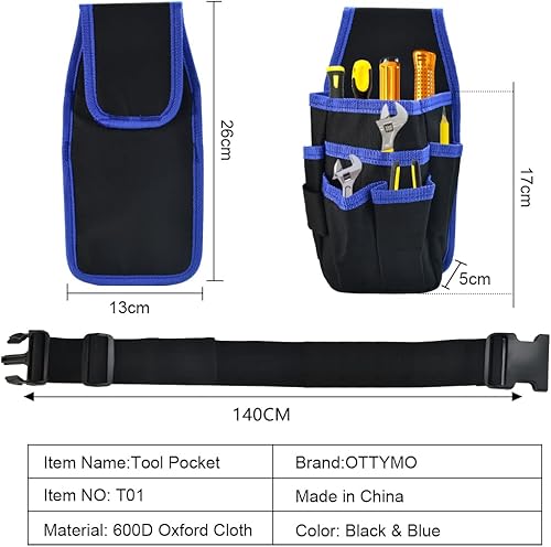 Borsa Porta Attrezzi da Cintura Marsupio Portautensili per Elettricisti Cintura Porta Attrezzi Elettricista Tasca Porta Attrezzi Elettricista per Tecnici, Carpentieri, Costruttori - Honorern