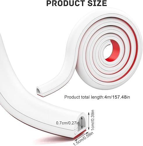 4M Canalina Passacavi Bianca Autoadesiva, Nasconde Cavi Disordinati, Canalina Passacavi Muro, Ampia Gamma di Applicazioni, Canalina Passacavi Adesiva, per la Protezione dei Cavi (Bianco) - Honorern