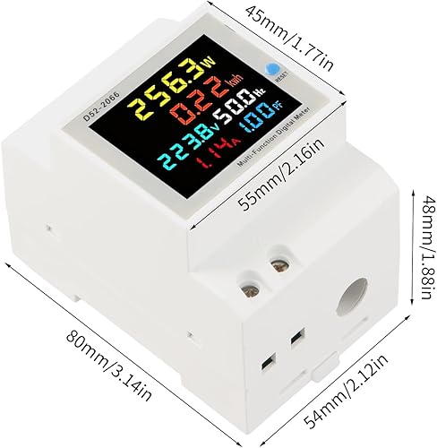 6 in 1 Contatore di Energia Monofase,Contatore di AC40-300V 100A Voltmetro,Contatore Elettrico su Guida DIN,Contatore Di Elettricità Intelligente,Adatto per sistemi di alimentazione - Honorern