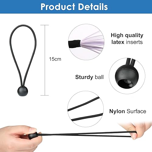 50 Pezzi Elastici per Telone, Corde Elastiche con Sfere, 15CM Cordino Elastico con Pallina, Elastici Portapacchi Neri, Corde Elastiche per Tensostrutture, Teloni, Teloni da Campeggio - Honorern