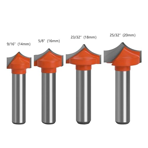 WSOOX Set di 4 Punte per Fresa, Diametro Gambo 8 mm, Arrotondata e Rotonda, per Legno, Utensili per la Lavorazione del Legno - Honorern