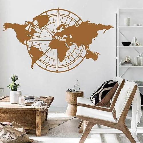 SABORR Mappa del mondo Bussola Adesivo da parete in vinile Soggiorno Azienda Ufficio Decorazione da parete Adesivo regalo di inaugurazione della casa - Honorern