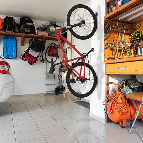 Relaxdays Portabici da Muro, Set da 6 Ganci da Parete per Bici, Regge Max. 25 kg, per Garage, Supporto Verticale, Nero, Acciaio - Honorern