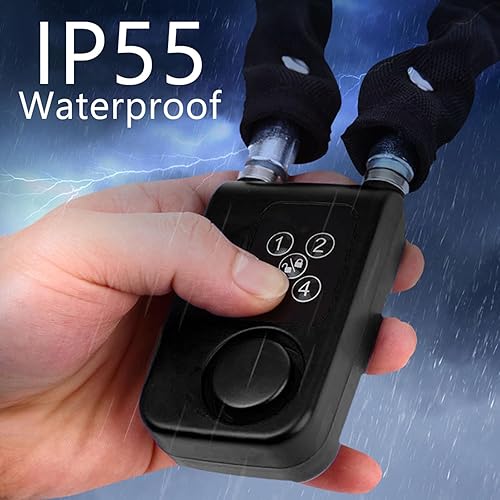 Lucchetto per bici elettrica con allarme sonoro, antifurto per scooter, cavo in acciaio inossidabile, resistente al taglio, per porta del cancello della moto, catena antifurto per bicicletta, catena - Honorern