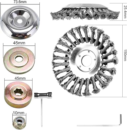 Testina Decespugliatore, Spazzola per Decespugliatore con Foro da 25,4 mm, Spazzola Acciaio per Diserbazione, Spazzola per Decespugliatore per la Rimozione Efficace delle Erbacce - Honorern