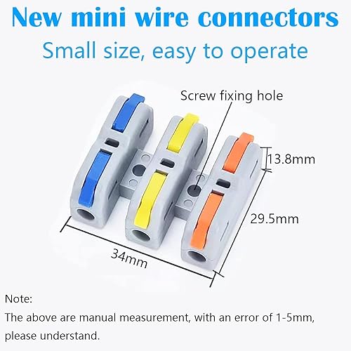 Morsetti Elettrici, 8 Pezzi Mini Connettore Rapido Elettrico, Connettori Elettrici con Leva multicolore di funzionamento, Terminali a collegamento rapido, con viti di montaggio, SCH-3 - Honorern