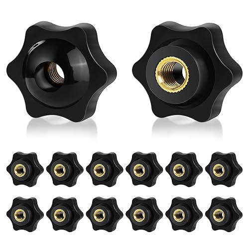 14 Pezzi Vite A Testa Zigrinata M8, Nero Vite A Stella M8 Universali Viti Con Impugnatura A Stella, M8 x 32 mm Vite Con Pomello per Macchine Utensili, Mobili e Apparecchiature Elettroniche - Honorern