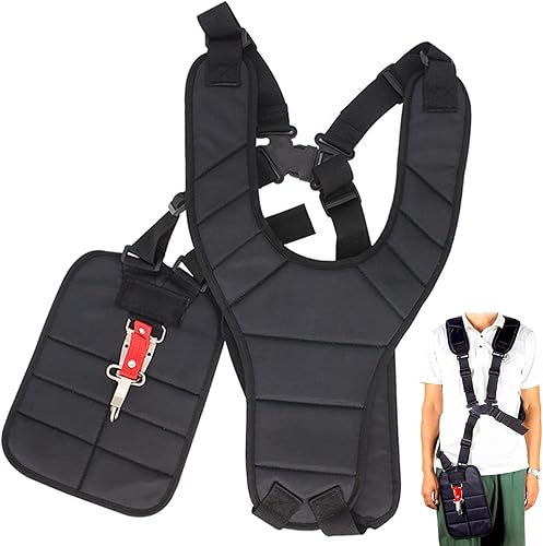 Tracolla Tracolla Doppi,Tracolla Tagliaerba,Tracolla Decespugliatore,Imbracatura Cintura per Rifinitore,per Decespugliatori da Giardino(Nero) - Honorern