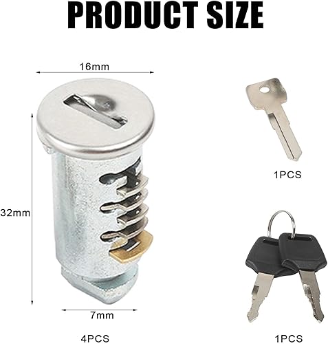 4 pezzi nucleo serratura, cilindro di chiusura per sistema portapacchi auto, cilindro di chiusura compatibile con rack Thule, con 4 core, 2 chiavi e una chiave di controllo - Honorern