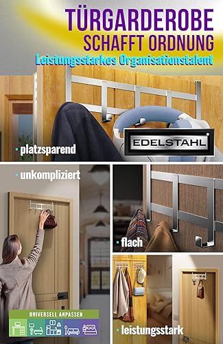 Appendiabiti da porta da appendere, colore nero – potenti sostegni per porta, soluzione salvaspazio per stanze, robusto gancio universale per appendere - Honorern