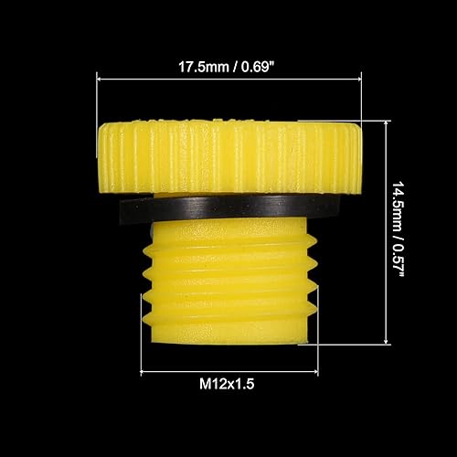 PATIKIL Contenimento Spine M12x1.5, 5pz PP Plastica Maschio Filettato Esagonale Presa Sigillante Vite Estremità Tappo, Giallo - Honorern