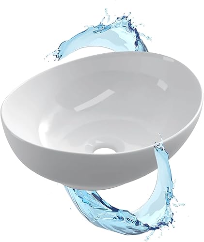 Lavabo in ceramica bianca - Forma ovale - Dimensioni 41 x 33 x 15 cm - Ideale per i piani d'appoggio di bagni e toilette - Design elegante - Honorern