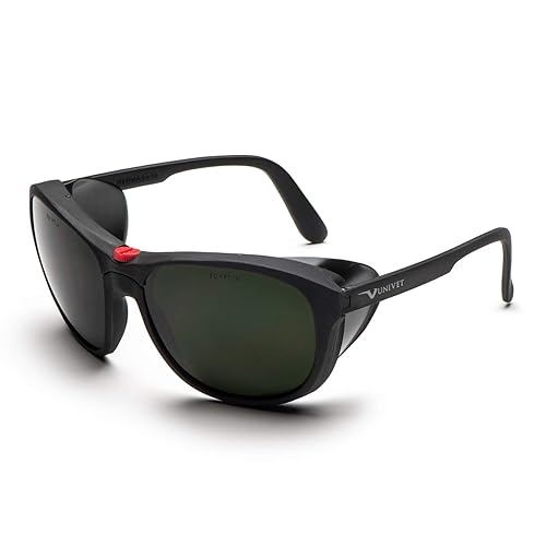 566 Welding 5, Occhiali Protettivi da Lavoro, da Saldatura con Protezioni Laterali Areate, Lenti Antigraffio (EN166, EN169 e EN175), Nero - Honorern