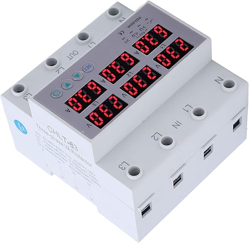 Misuratore di Potenza AC 390‑500 V Voltmetro su Guida DIN Trifase Amperometro Protezione Sovracorrente Sovratensione Automatica Contatore di Energia Digitale Trifase (40A) - Honorern